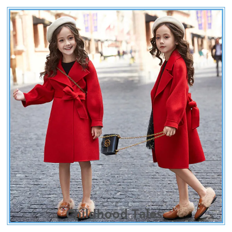 childen Girls' coats girls mid-length wool double-sided woolen coat fashion coat