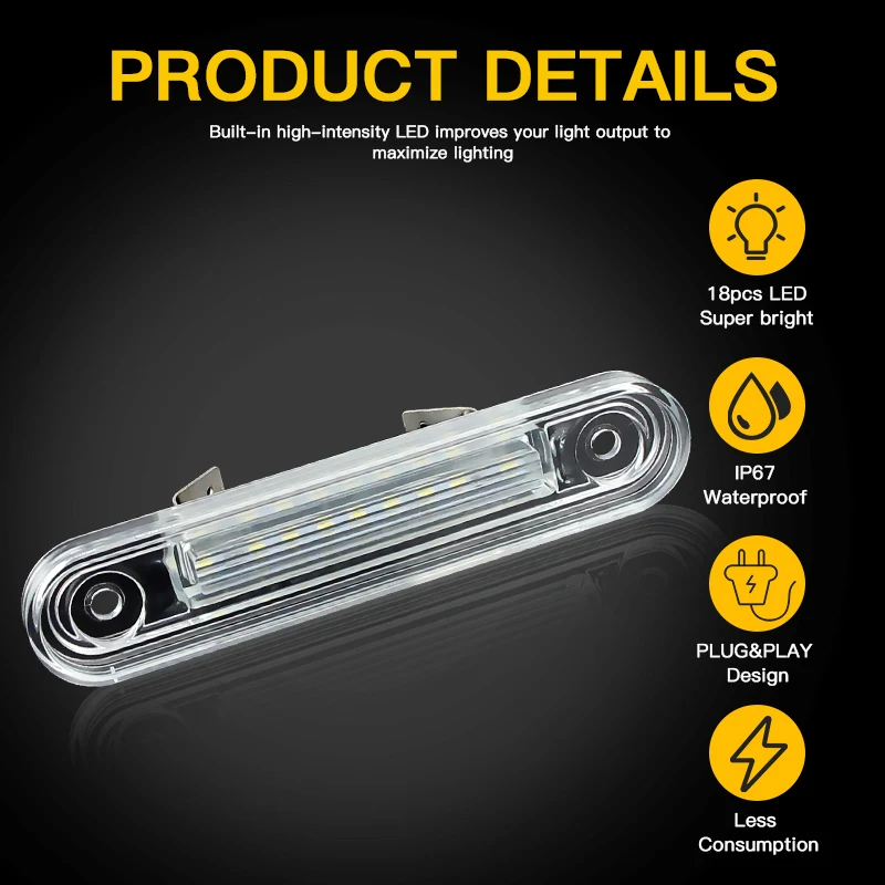 For Benz E-Class W124 190 W201 C-Class W202 Car Rear white LED license plate light number plate lamp