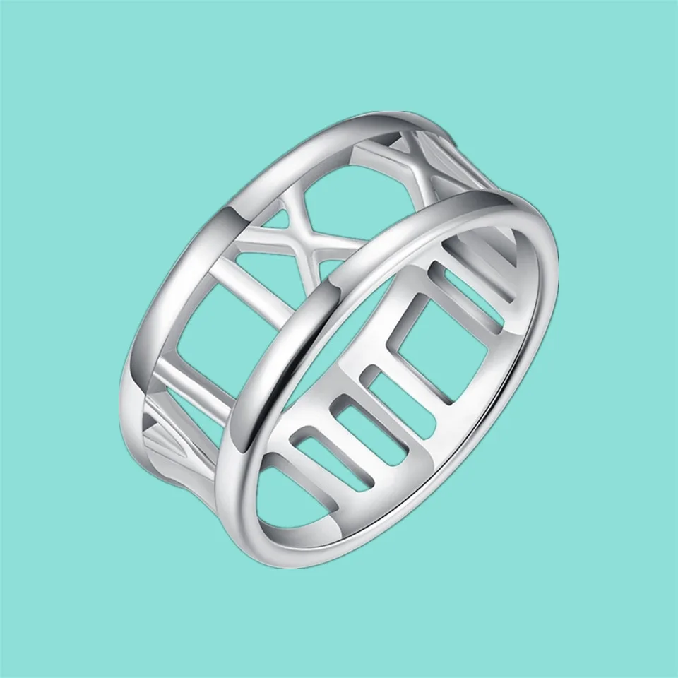 2024 Hot Sale Fashion 925 Sterling Silver Roman Numeral RingS Geometric Number Ring  For Women Charm Christmas Jewelry Gifts