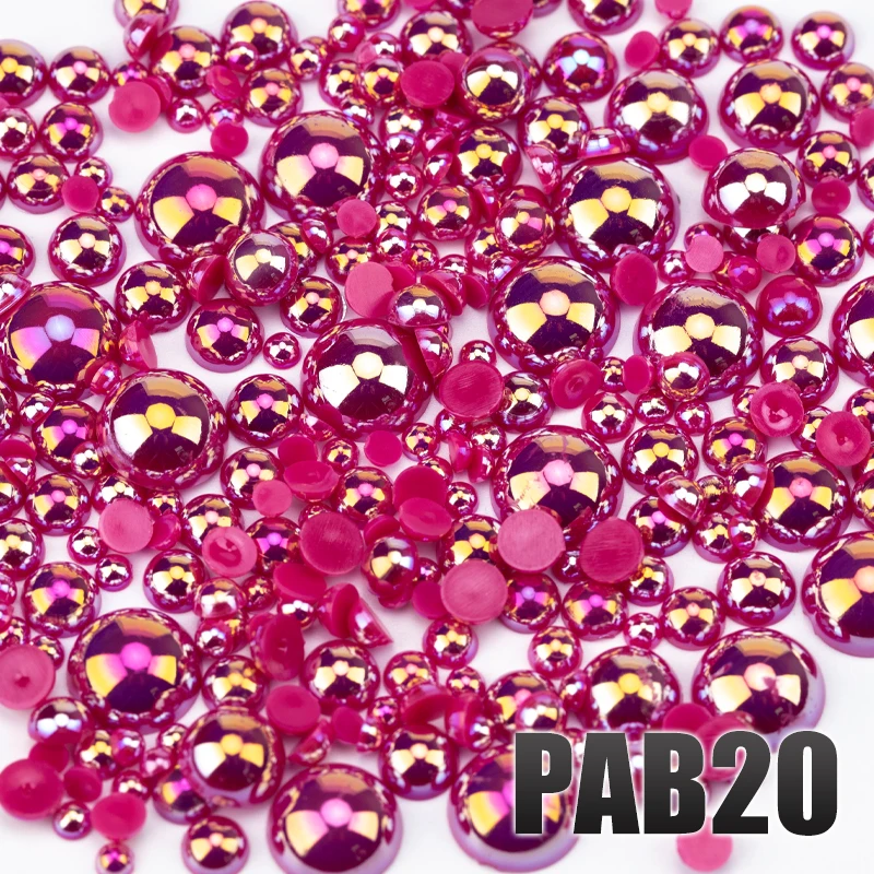 VDD 200g Großhandel Gemischte Größen 3-10mm Farbe AB Macaroon ABS Imitationsperlen Halbrunde Flachrückseitige Perlen DIY Nagelkunst Dekoration Handwerk – Detail 22