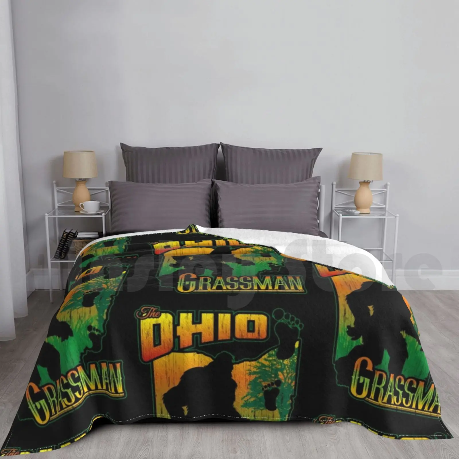 Blanket Ohio Grassman 2813 Bigfoot Sasquatch Grassman Yowie Sci Fi Monster Cryptid