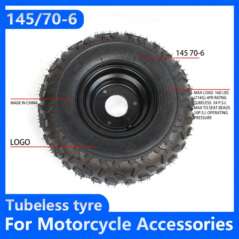 High Quality 145/70-6 Tires for 50cc 70 90 110cc 125cc Kids Quad Dirt Bike Buggy ATV  6 Inch  Tubeless Tire