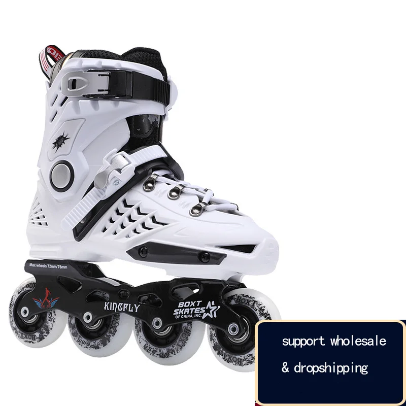 Adult Inline Roller Skates Flat Figure 12 Choice Skating Shoes Sneaker Outdoor Beginner Advanced Aluminum Trucks PU Wheels Cool