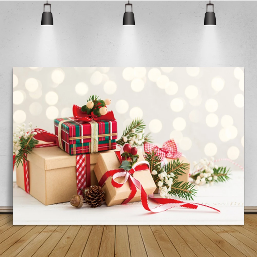 Laeacco Christmas Gift Photography Background Bokeh Dot Polka Birthday Star Portrait Photographic Backdrop For Photo Studio