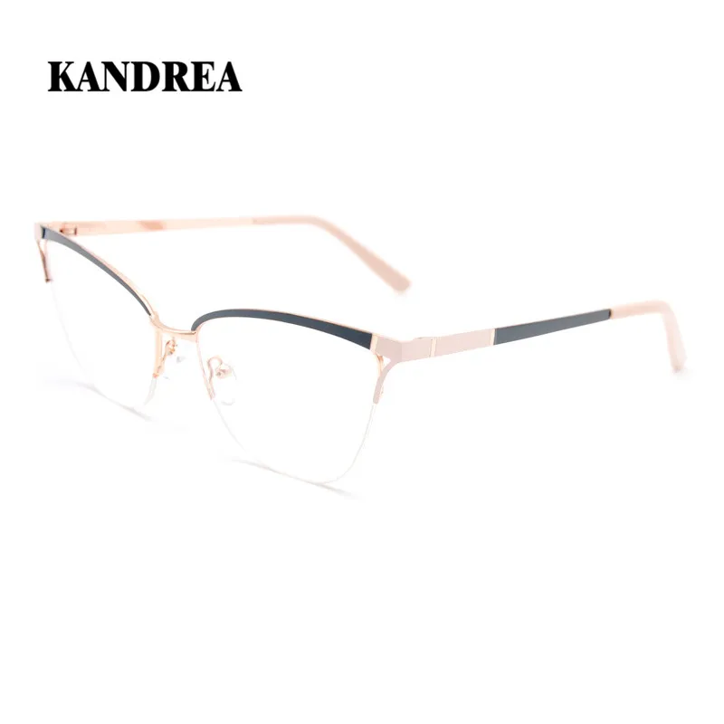 

KANDREA 2020 Fashion Women Metal Cat Eye Glasses Frame High Quality Female Myopia Eyeglasses Oversized Design Clear Lens Eyewear