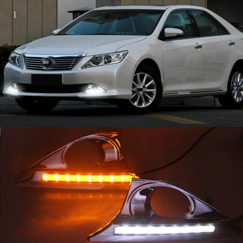 

СВЕТОДИОДНЫЙ DRL для Toyota Camry 2012 2013 2014 drl дневный ходовой светильник передний бампер для вождения противотуманный светильник Дневной светильник аксессуары