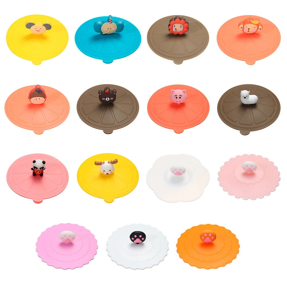 Cute Cartoon Animal Cat Paw Silicone Drinking Cup Cover Reusable Tea Coffee Lids Leakproof Dustproof Glass Mugs Bowl Suction Cap