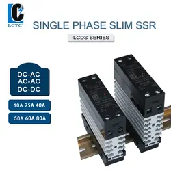 Citations industrielles SSR minces monophasées avec dissipateur de chaleur, support sur rail DIN, 10A, 25A, 40A, 50A, 60A, 80A