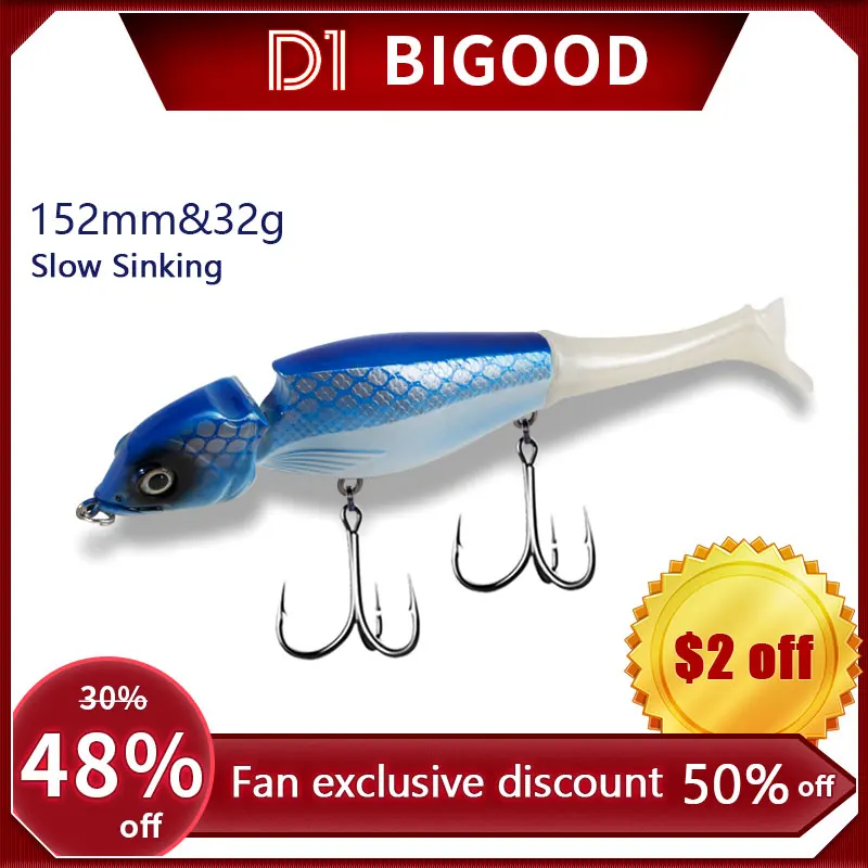 D1Fishing Slowly Sinking 152mm 32g Saltwater Pencil Bass  Trout Pike Big Baits Fishing Tools Wobbler Lure