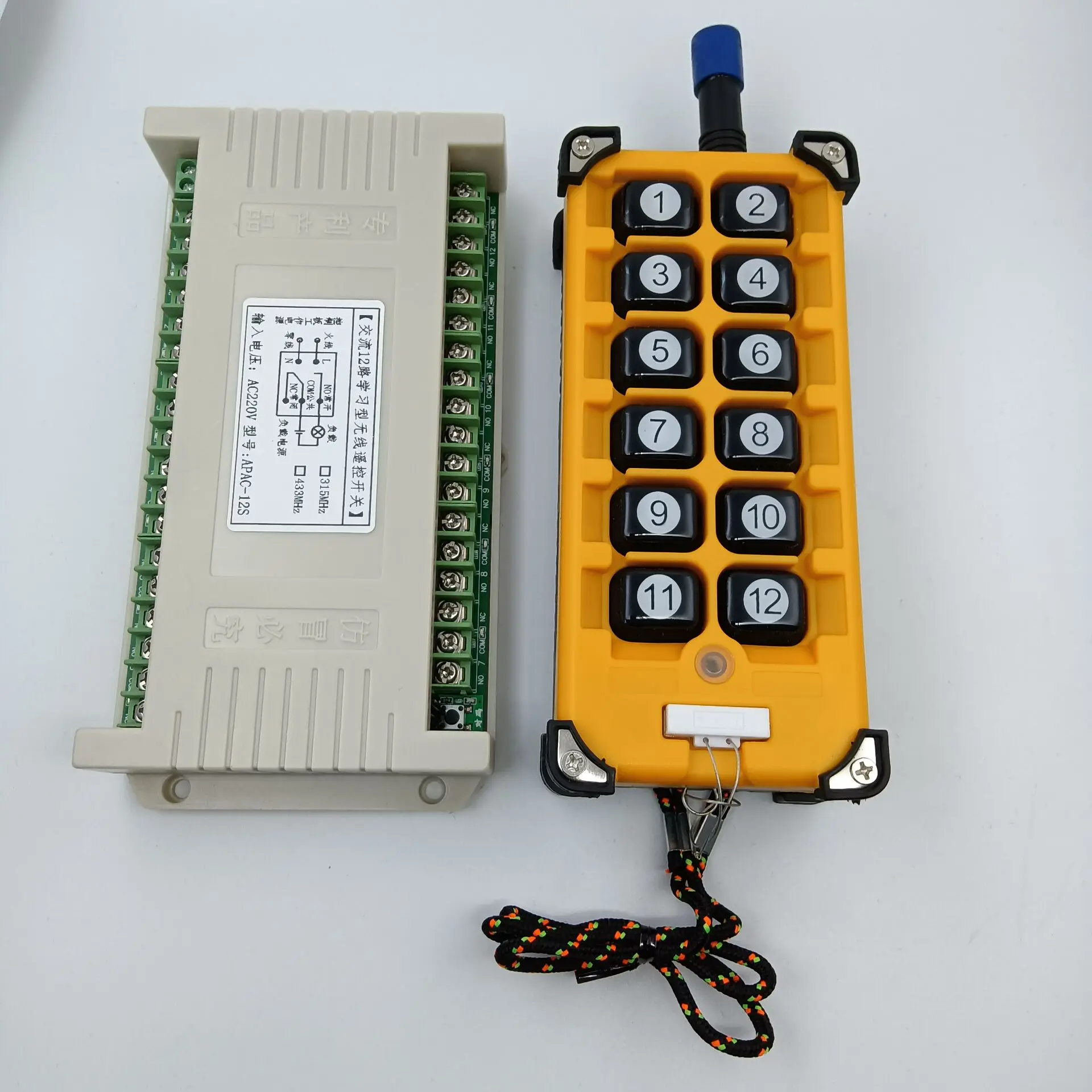 New 3000m AC220V 12CH 433MHZ Radio Controller RF Wireless Remote Control Overhead travelling crane System Receiver + Transmitter