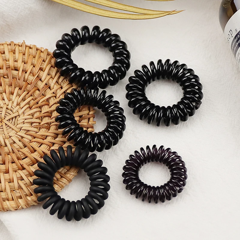 10Pcs/Lot New 11 Types Black Matte Telephone Cord Women Elastic Hair Rubber Bands Girls Tie Gum Ponytail Hair Accessories