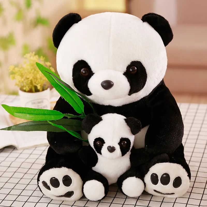 

1PC 10-20cm Vivid Funny Cute Panda with Bamboo Leaves Plush Toys Soft Cartoon Kawaii Animal Stuffed Pendant Doll Kids Gifts