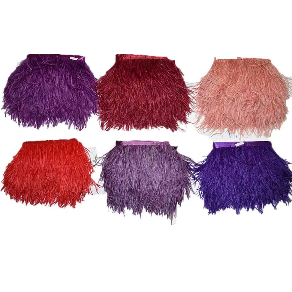 4meters/lot 13-15cm 5.1-5.9inches Trim Dyed Ostrich Feathers Fringe Plumes Multi-Color DIY Skirt Clothing Accessories Party Sup