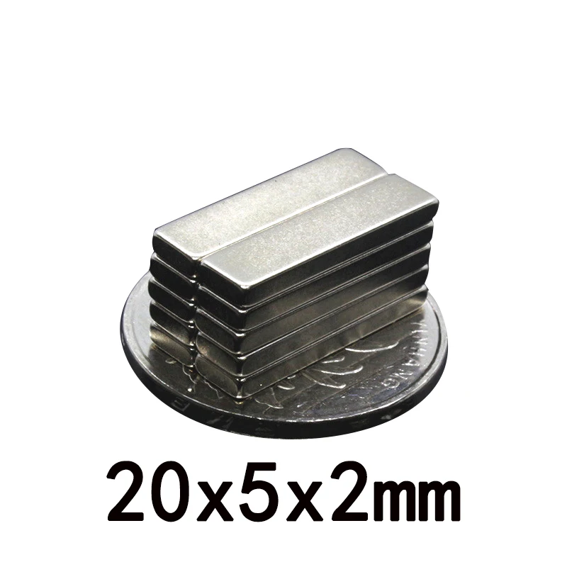 10/20/50/100/150/200Pcs 20x5x2mm Block Super Strong Magnetic Magnets Permanent Neodymium Rectangular Magnet