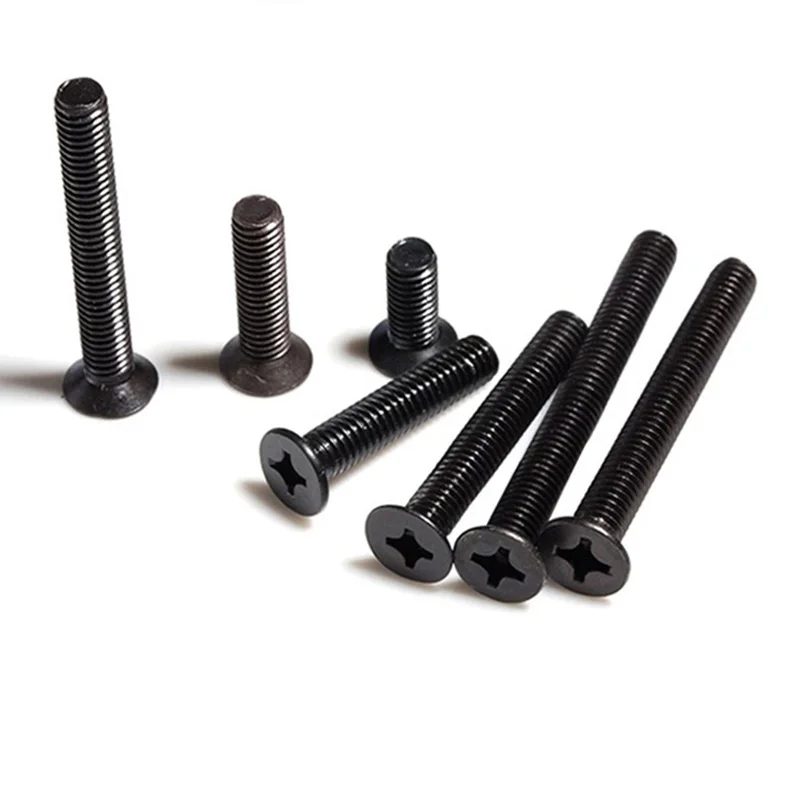 5/100pcs Black 304 Stainless Steel Cross Recessed Phillips Flat Countersunk Head Screw M1.6 M2 M2.5 M3 Bolt Thread Length 3-80mm