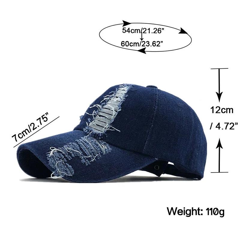 2020 spring and autumn fashion worn denim cap summer outdoor leisure visor hat trend hole baseball caps hip hop sport hats