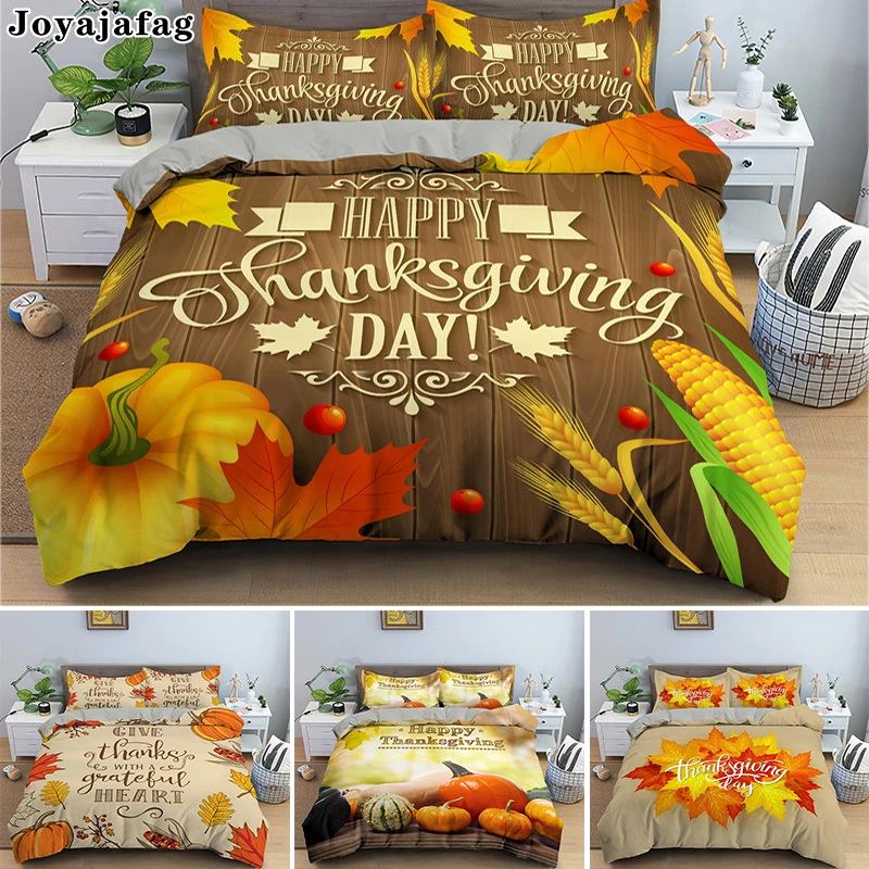 Happy Thanksgiving Day Bedding Set Single Double Duvet Covers Super King Quilt Cover With 1/2pcs Pillowcase Bed Sets Drop Ship