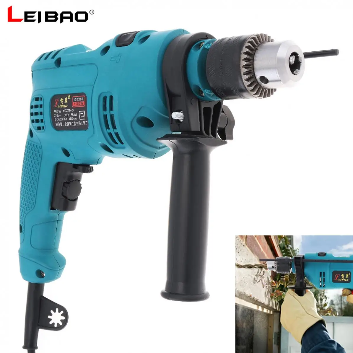 

220V 550W Handheld Electric Pistol Drill with Dual Use Variable Speed Switch and 13mm Drill Chuck for Handling Screws/Polishing