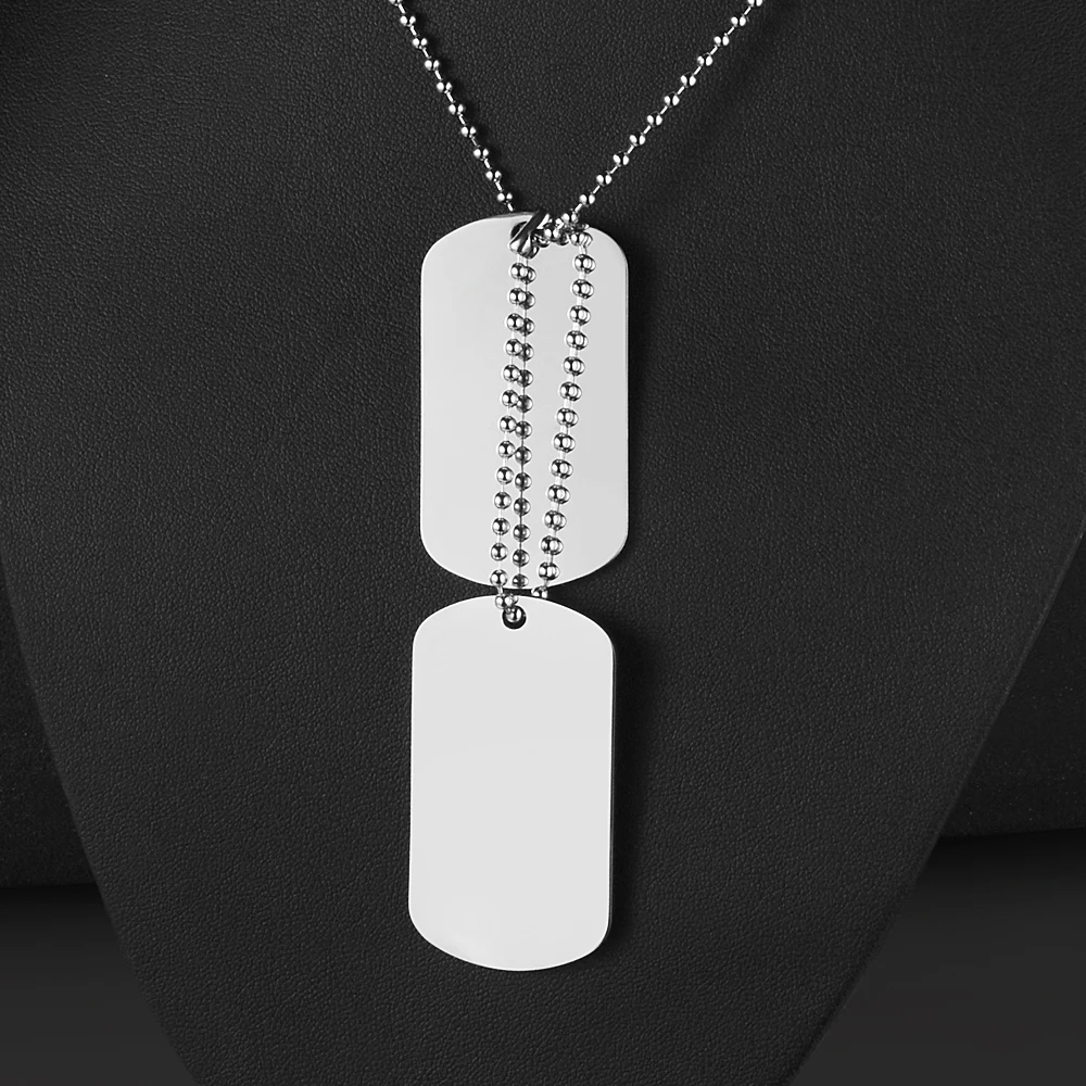 Personalized Customized Engraved Dog Tag Military Army Photo ID Name Men Linked Pendants Necklace Stainless Steel Male Gift