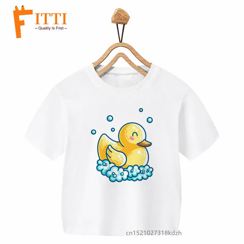 Legendary Rubber Duck Print Boys/Girls White T-shirt Kid Summer Harajuku Kawaii Funny Clothes Little Baby Y2K Clothes,Drop Ship