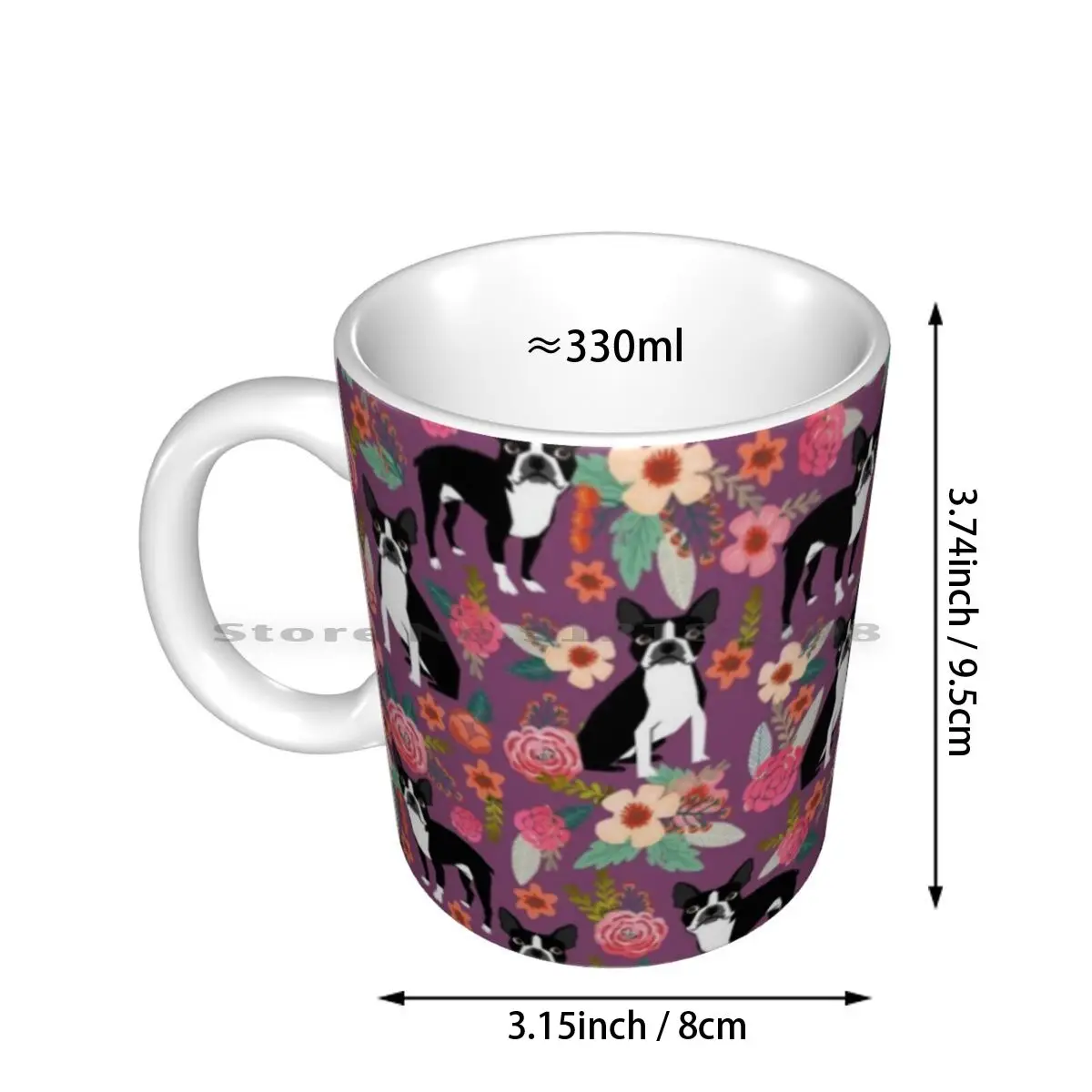 Boston Terrier Floral Black And White Coat Essential Gifts For Boston Terriers Owners Florals Ceramic Mugs Coffee Cups Milk Tea