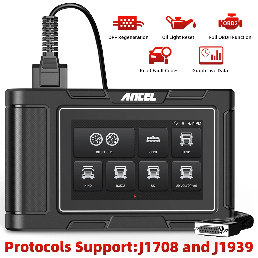 ANCEL HD3200 Heavy Duty Truck Diagnostic Diesel Scan Tool with DPF Regen All System Truck & Car 2 in 1 Diesel Auto Truck Scanner