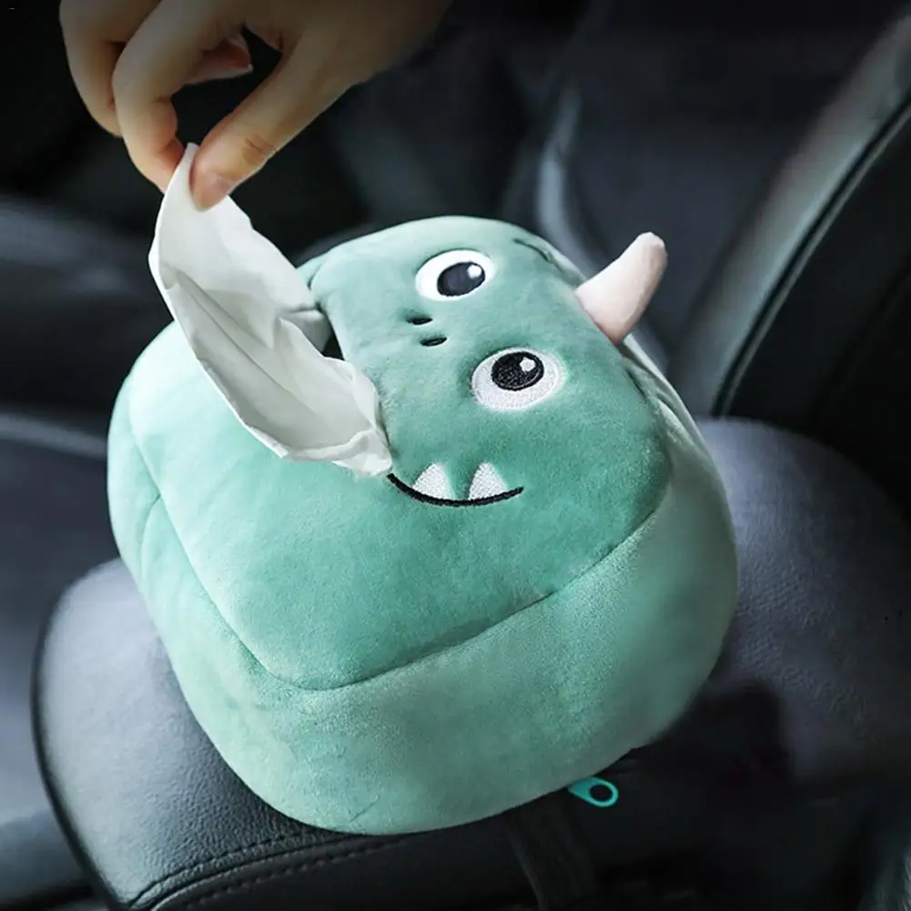 Car Tissue Box Cute Napkin Tissue Paper Holder For Home Office Car Bathroom Desktop Pumping Tissue Box Plush Animals Storage Box