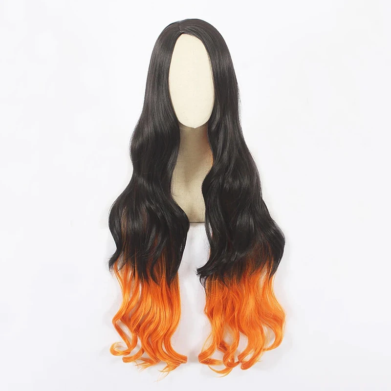 HAIRJOY  Synthetic Hair Demon Slayer Kamado Nezuko Cosplay Wig  Long Curly Costume Wigs