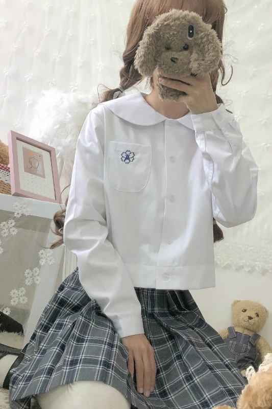 Uniforme universitario japonés JK, pajarita, camisa blanca de manga larga, traje de Falda plisada a cuadros, uniforme escolar para niña, estudiantes