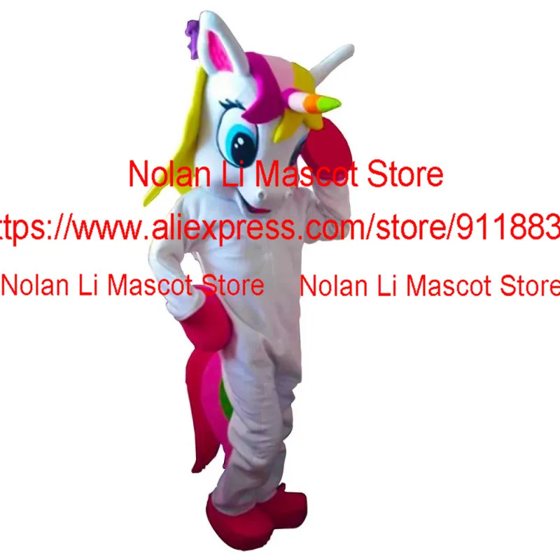 Eenhoorn Mascotte Kostuum Roze Witte Regenboog Magische Wandeling Cartoon Anime Cosplay Promotie Verjaardagsfeest Optreden 1262