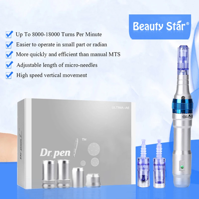 Ultima Dr. Pen A6 Electric Derma Pen a6 Skin Care Device Microneedling Machine Rejuvenation Makeup Tattoo With 2PCS Needles