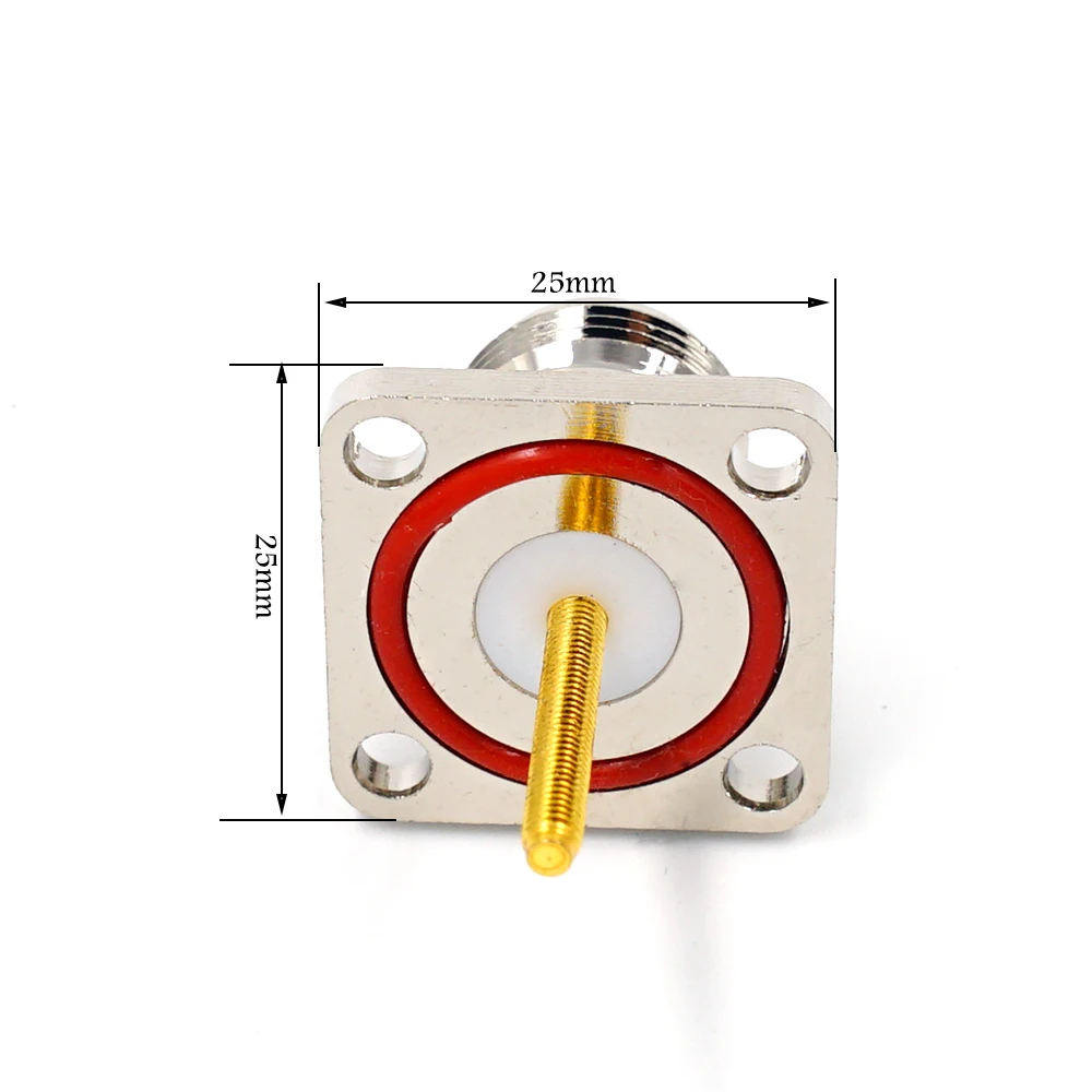 waterproof N Female 4 Hole panel Mount Jack RF connector  with Flange 25x25 4-hole panel mount N type female jack square plate