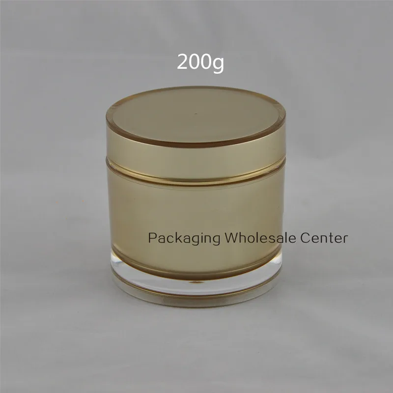 wholesale 100g/200g Acrylic Cosmetic Jars Gold Personal Care Cream Mask Soap Packaging Container Pots