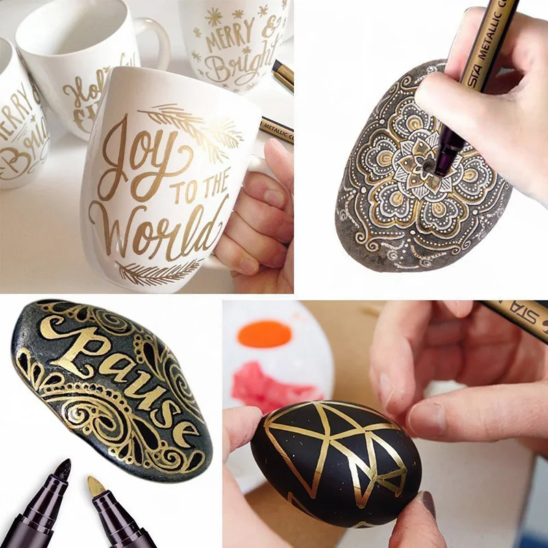Rotuladores acrílicos de colores para escritura permanente, bolígrafos metálicos de Manga para dibujo de pared de vidrio, papel de Patinaje con