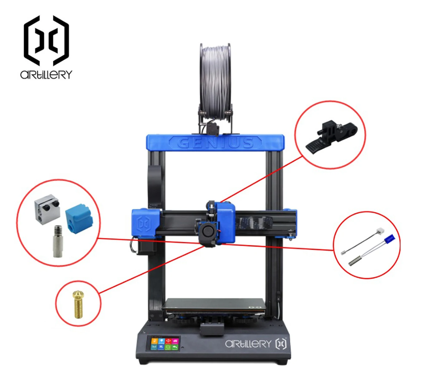 Accessori per stampanti 3d per artiglieria manico per estrusore Titan e riscaldamento vulcanico e ugello e tubo di riscaldamento e termistore per Sidewinder-X1 e Genius