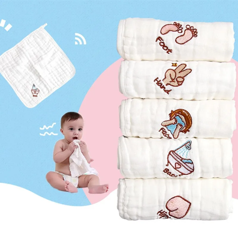 6 Layers Cotton Gauze Baby Face Towel Soft Baby Towels Wash Cloth Handkerchiefs Infant Baby Feeding Saliva Towels 30*30cm