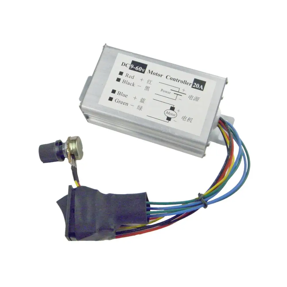 CHANCS PMW Speed Controller DC 9V-60V 20A Brush Motor Driver Controls Module Monitor Dimmer Governor with Switch & Knob