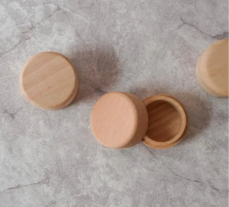 

100pcs/lot Small Round Wooden Storage Box Ring Box Vintage Decorative Natural Craft Jewelry Box Case Wedding Accessories
