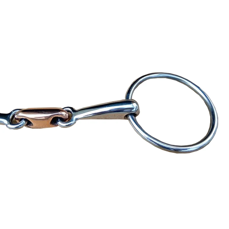 Cavalo Ring Snaffle Bits com Elíptico Copper Link, Cavalo Bit Equipamento, Produto de aço inoxidável