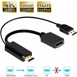 2023 Best 4K 60Hz HDMI to Displayport Adapter Cable 1080P 120Hz HDMI to DP Converter Male HDMI 2.0 to Female Displayport 1.4 PC