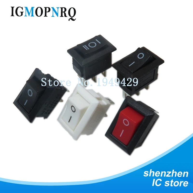 10PCS Push Button Switch 10x15mm SPST 2Pin 3pin 3A 250V KCD11 On / Off Boat Rocker Switch 10MM * 15MM Black Red & White