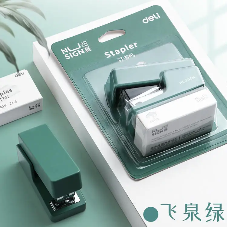 Cute Morandi Color Portable Mini Stapler Set with 640pcs Staples Stationery Office Binding Tool School Binder Teacher