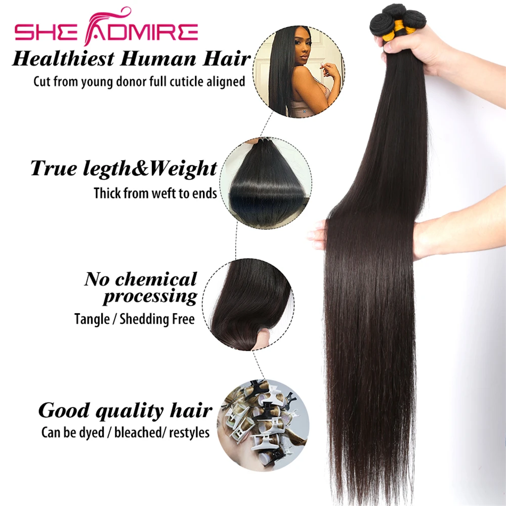 Knochen Gerade Menschliches Haar Bundles SheAdmire 32 34 36 38 40 Zoll 1/3/4 Pcs Angebote Verkauf Für Schwarze Frauen Brasilianische remy Haar Verlängerung