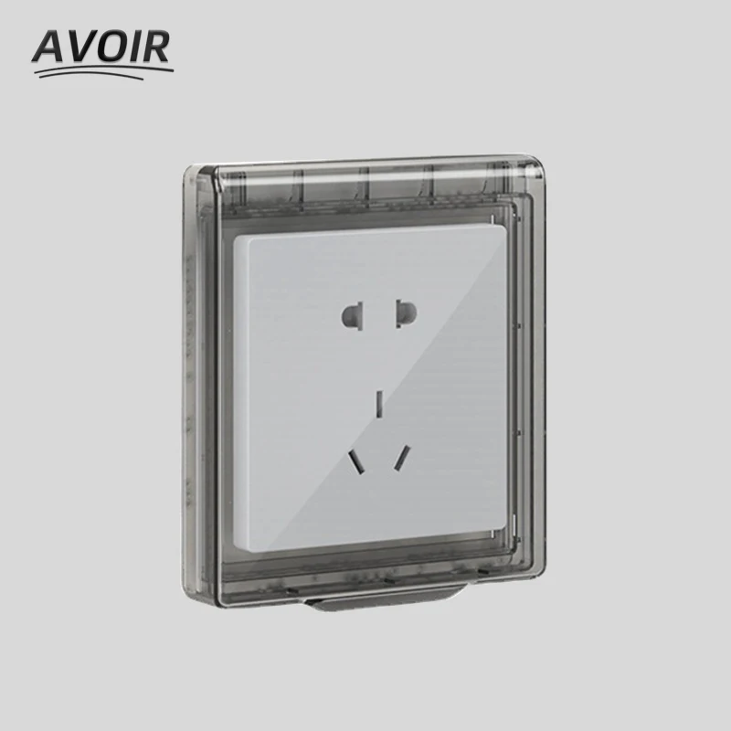 Avoir Wall Socket Waterproof Splash Box Ultra-thin 86 Type Single Switch Electrical Outlets Cover Bathroom Socket Protection Box