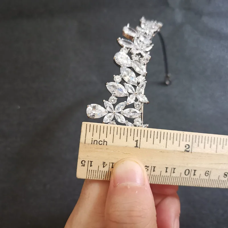 SLBRIDAL Gorgeous Cubic Zircon Wedding Tiara CZ Bridal Headband Queen Princess Pageant Party Crown Bridesmaids Women Jewelry