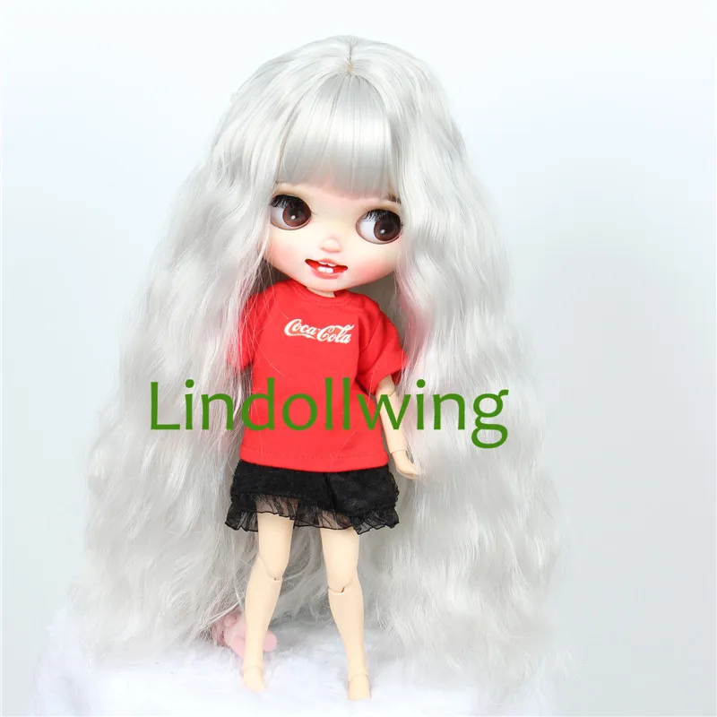 9-10 inch Blyth Wig Long Curly Sliver Hair