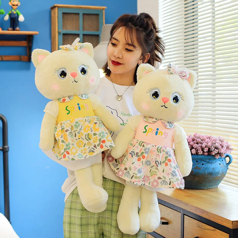 1pcs 33-65cm Creative Pastoral Princess Cat Doll with Dress Plush Toy Cute Girl Cat Doll Sleeping Pillow For Kids Birthday Gifts