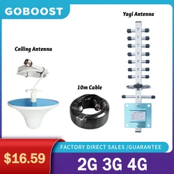 GOBOOST 2G 3G 4G Outdoor Yagi Antenna Indoor Ceiling Antenna Set For Signal Repeater Signal Booster Amplifier Connect 10M Cable