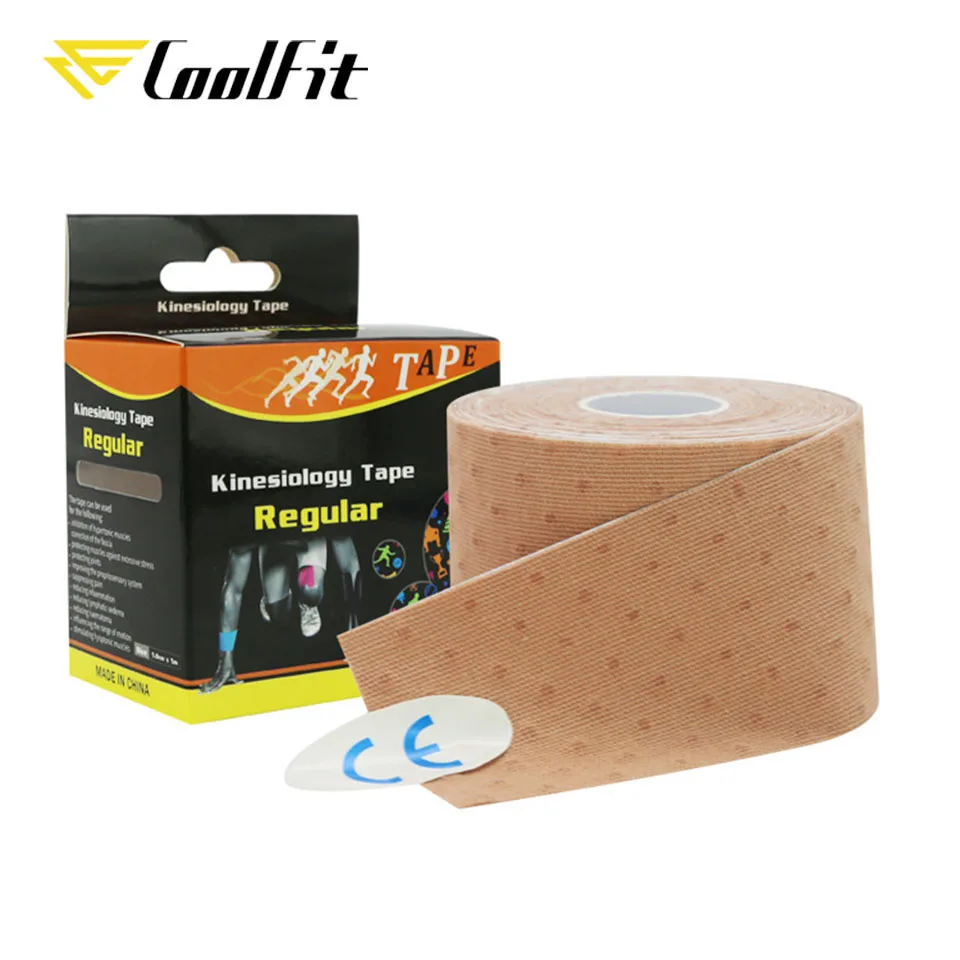 CoolFit 5cm*5m Upgraded Pre Cut Muscle Tape Elastic Roll Sport Kneepad Internal Cotton Elastic Adhesive Kinesiology Patch Injury