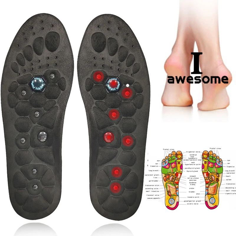 Magnetic Massage Insoles For Foot Acupressure Therapy Reflexology Pain Relief Health Massager Arch Support Shoes Soles Inserts